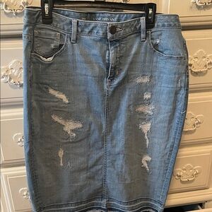 Lane Bryant Blue Distressed Denim Skirt